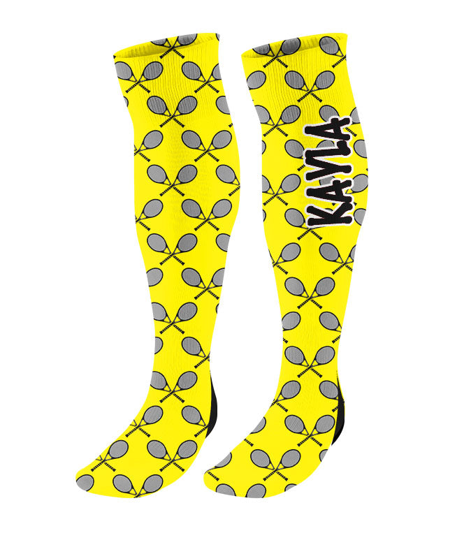 Personalized Tennis Knee High Socks with Mini Racquets