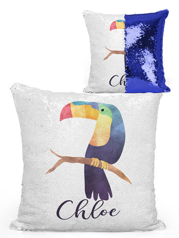 Custom Personalized TOUCAN Sequin Mermaid Flip Pillow