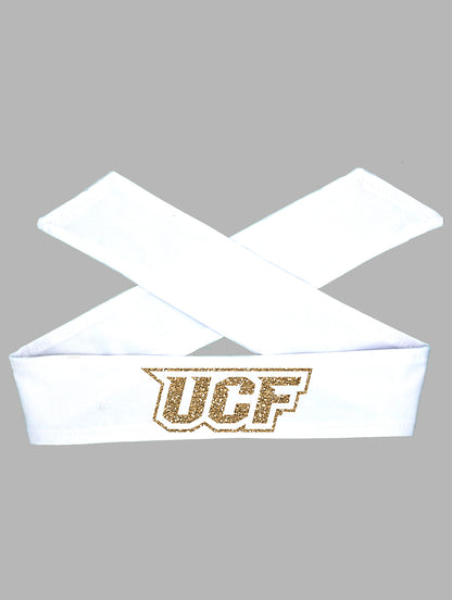 UCF Tie Headband - White/Gold Sparkle