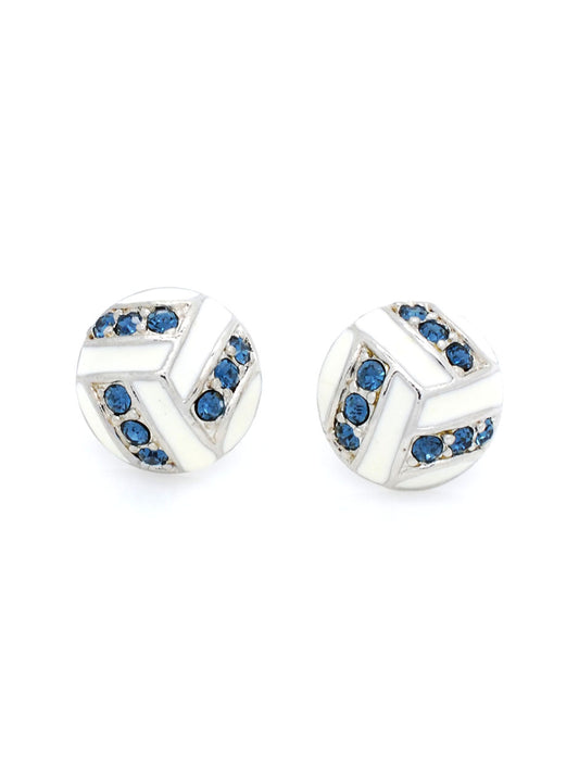 Volleyball Enamel Earrings POST - Navy