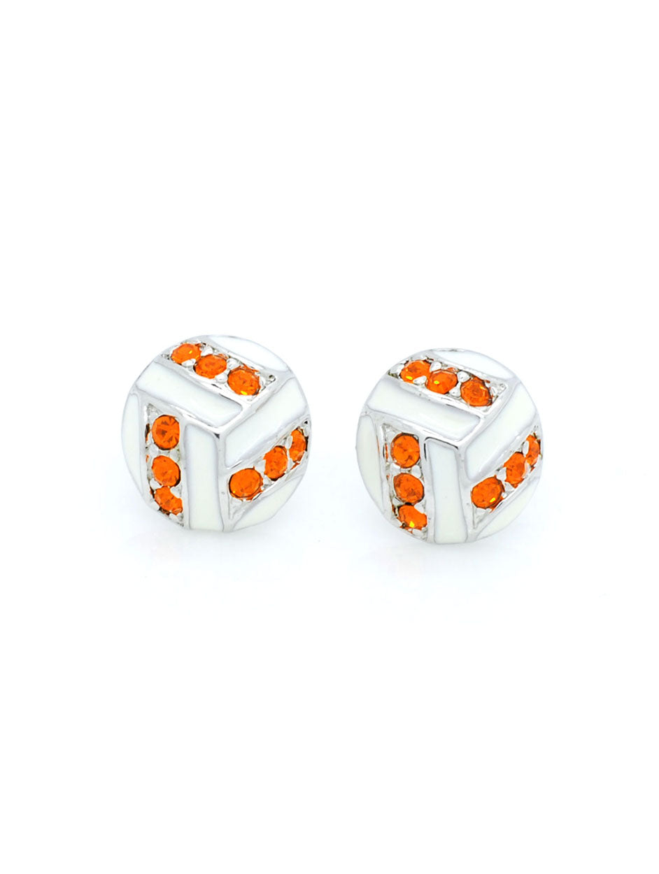Volleyball Enamel Earrings POST - Orange