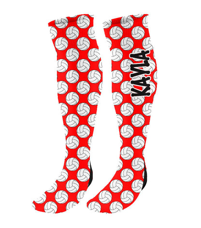 Personalized Volleyball Knee High Socks with Mini Volleyballs