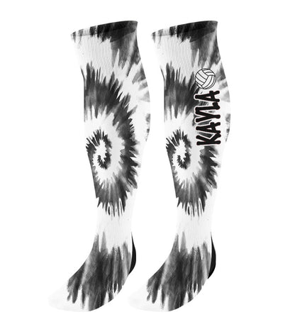 Personalized Volleyball Knee High Socks - Tie Dye Background