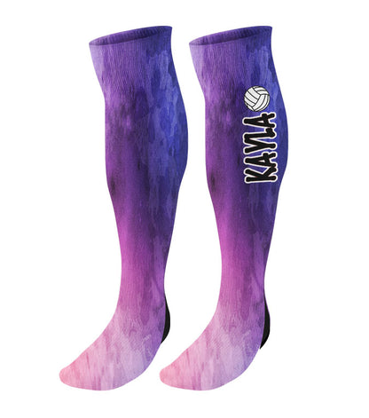 Personalized Volleyball Knee High Socks - Watercolor Background